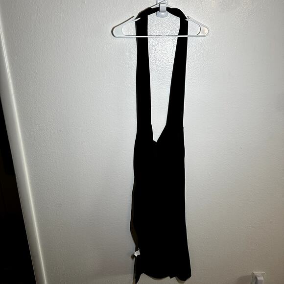 Maison Femalien Overall Dress Plunge V Neck Evening Chic Glam Black Small - Picture 4 of 4